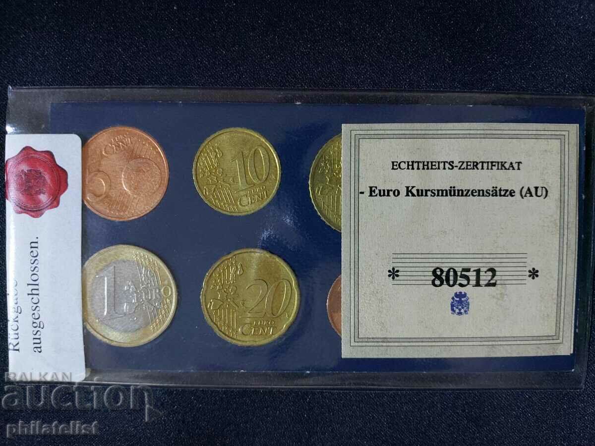 Auction  Austria 2002 - Euro set complete series from 1 cent to 2 euros