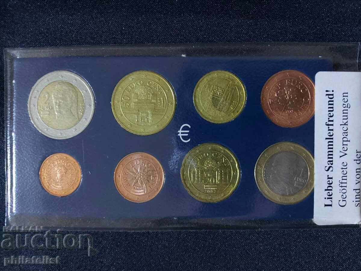 Австрия 2002 - Евро сет комплектна серия от 1 цент до 2 евро