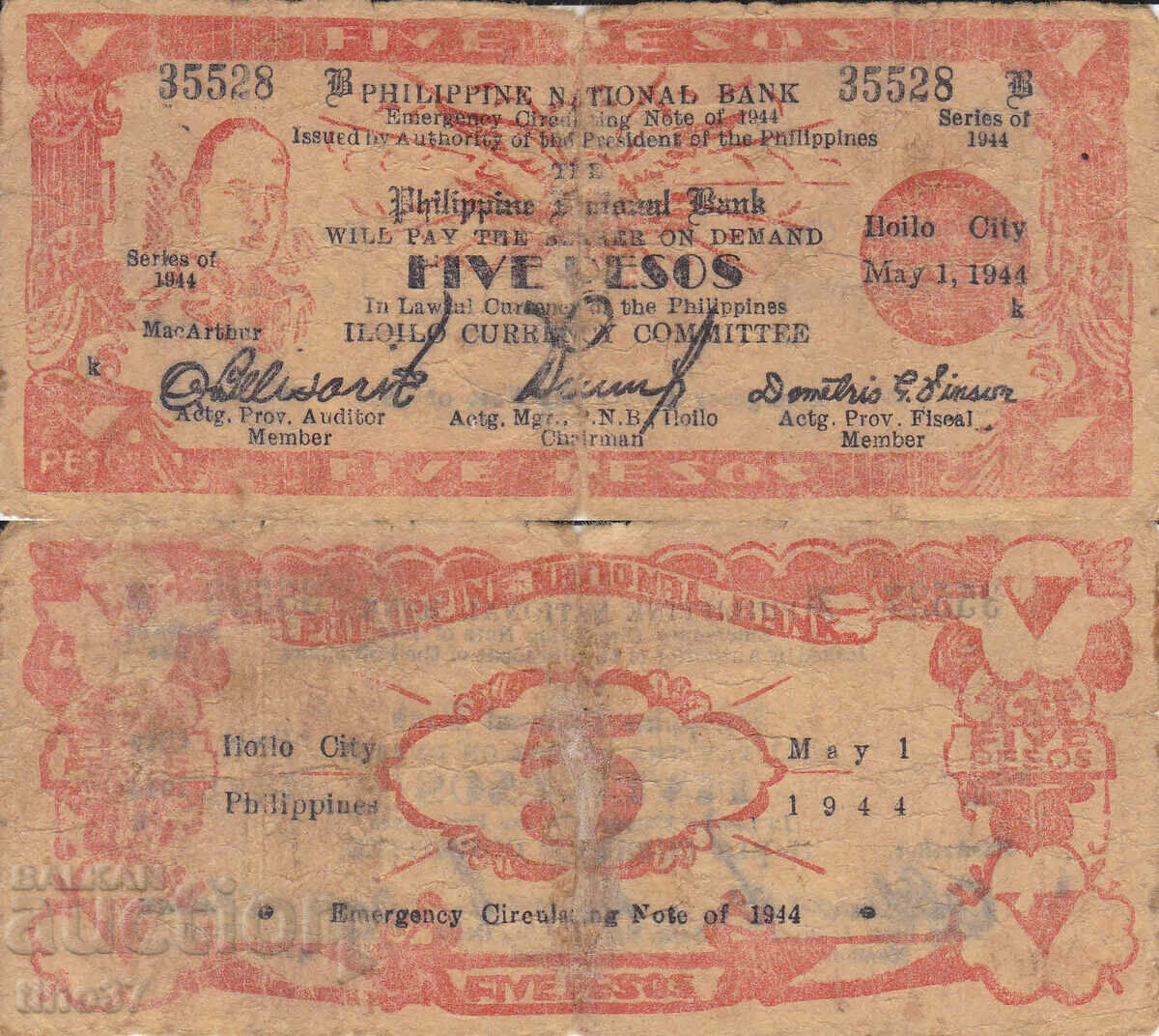 tino37- PHILIPPINES - 5 PESOS - 1944