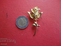 Gold-plated rose brooch