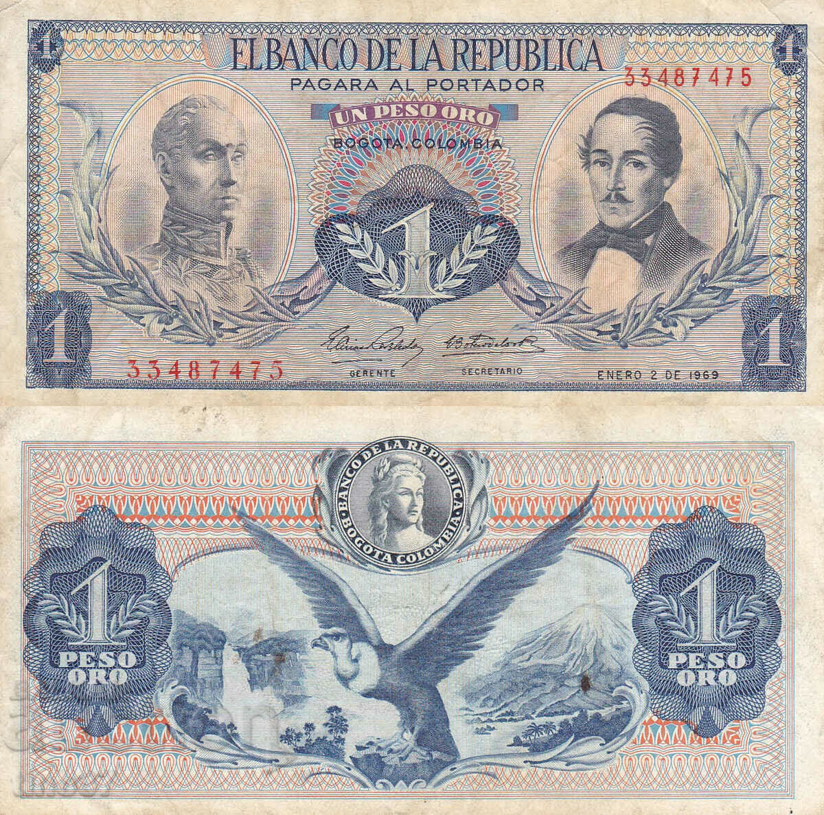 tino37- COLOMBIA - 1 PESO ORO - 1969