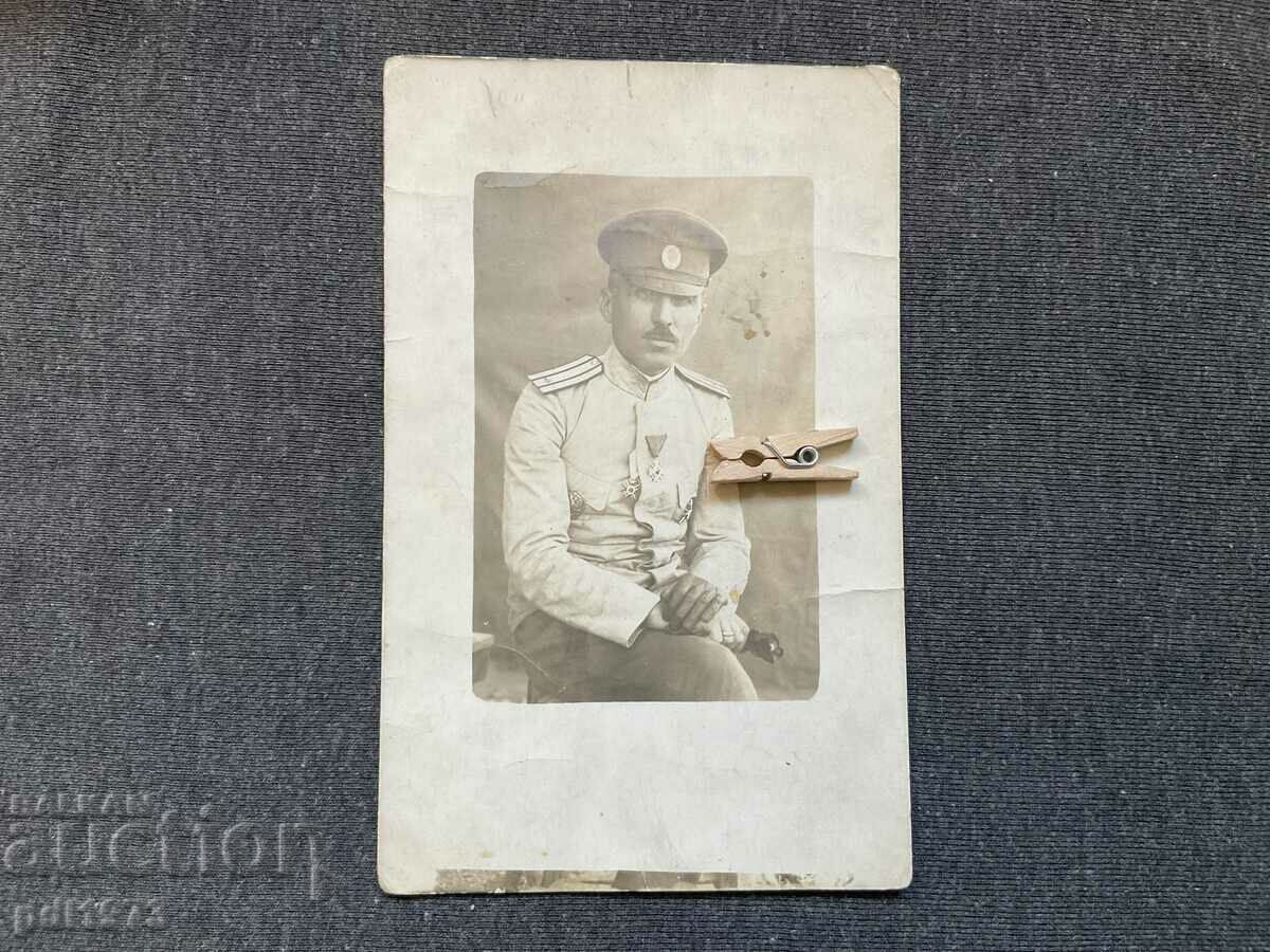 Fotografie veche decorațiuni ofițer din primul război mondial