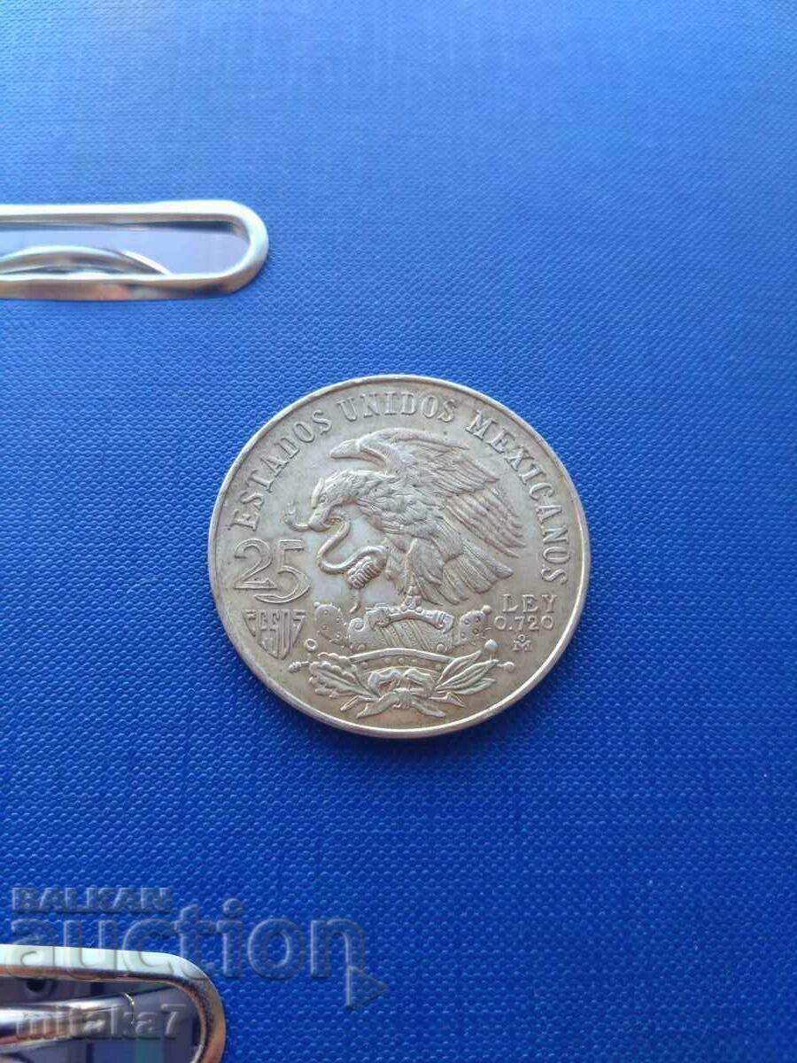 25 песос 1968 година, сребро, Мексико с цена € 38.86 | 76.00 лв. 25 песос 1968 година, сребро, Мексико с цена € 38.86 | 76.00 лв.