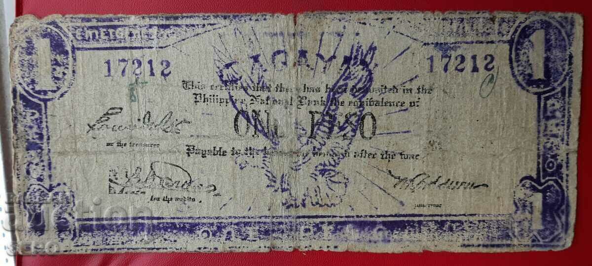 Τραπεζογραμμάτιο-Φιλιππίνες-Επαρχία Καγκαγιάν-1 πέσο 1942-notegeld
