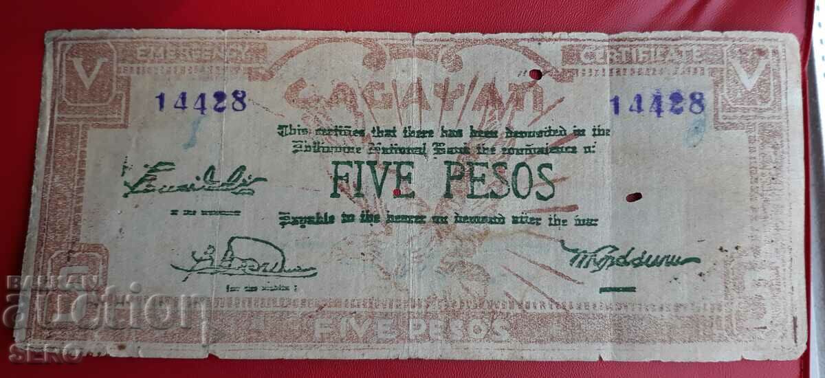 Τραπεζογραμμάτιο-Φιλιππίνες-Επαρχία Καγκαγιάν-5 πέσος 1942-notegeld
