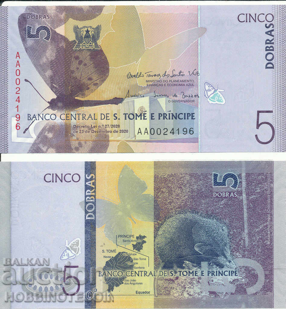 SAO TOME AND PRINCIPE 5 GOOD 2020 2021 NEW UNC PAPER