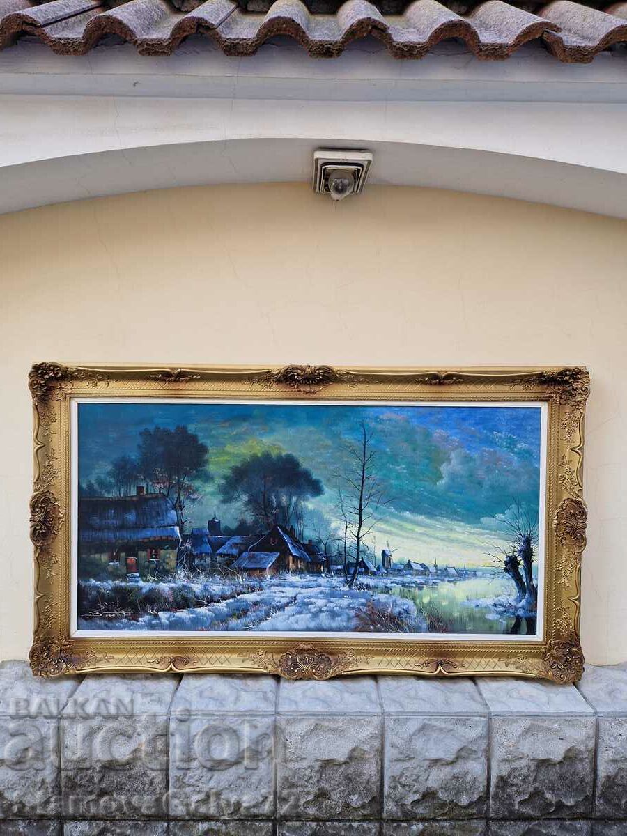 Large Belgian original painting oil on canvas