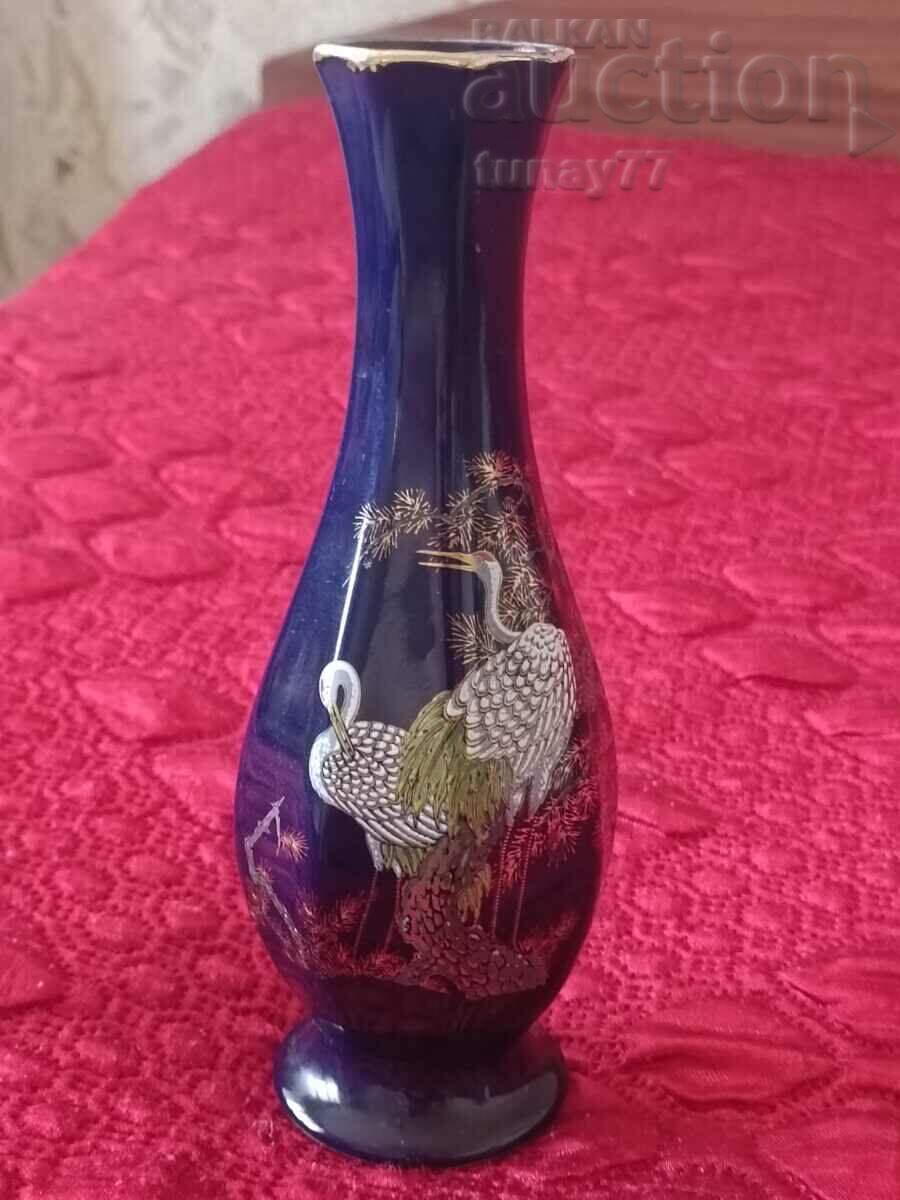 Japan Cobalt blue 7.25" small bud vase with gold