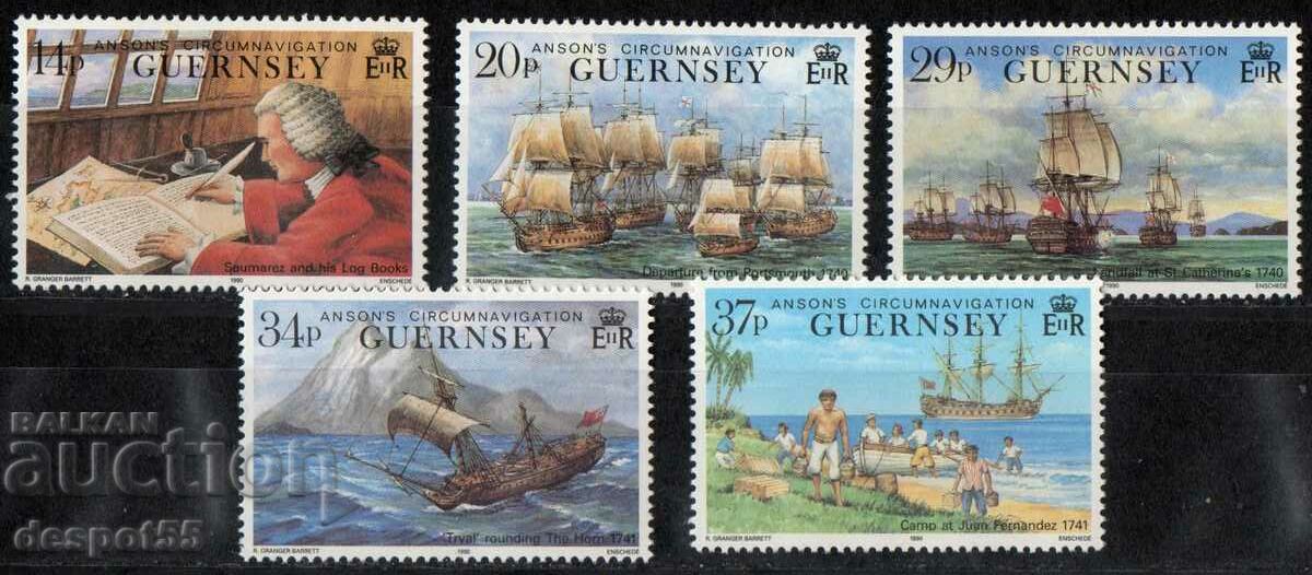 1990. Guernsey. Lord Anson's Voyage Around the World.