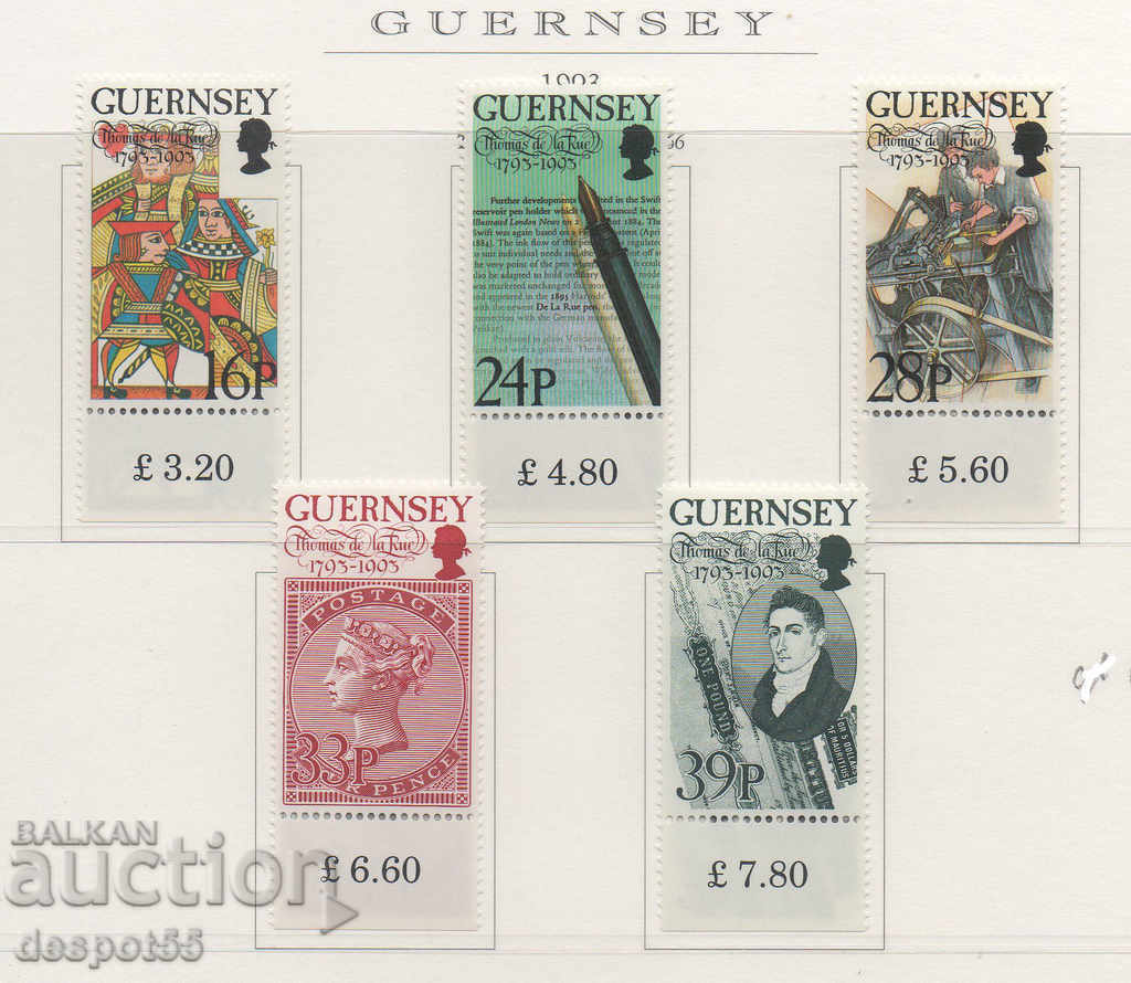 1993. Guernsey. 200 χρόνια από τη γέννηση του Thomas de la Rue.