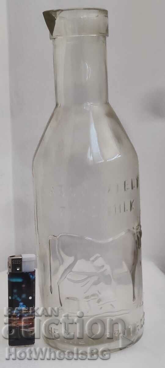 Παλιό γυάλινο μπουκάλι γάλακτος, μπουκάλι με επιγραφή με τιμή 13.99 BGN | € 7.15 Παλιό γυάλινο μπουκάλι γάλακτος, μπουκάλι με επιγραφή με τιμή 13.99 BGN | € 7.15
