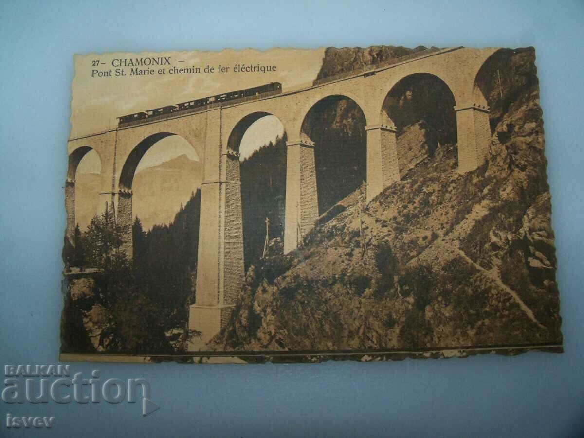 Стара пощенска картичка от курорта Шамони и Алпите, 1910г. 