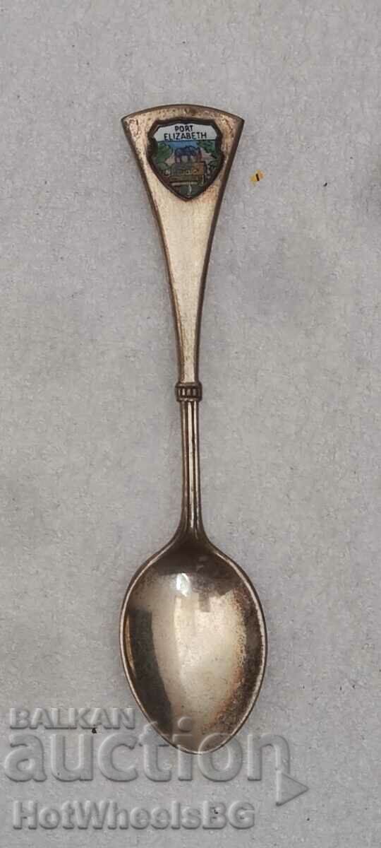 Silver-plated coffee spoon, enamel-port Elizabeth U. Africa