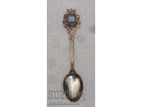 Silver plated coffee spoon, enamel-Weymouth-England