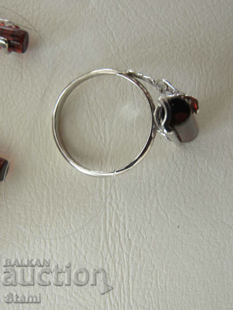 Auction Premium Baltic amber earring and ring set Auction Premium Baltic amber earring and ring set