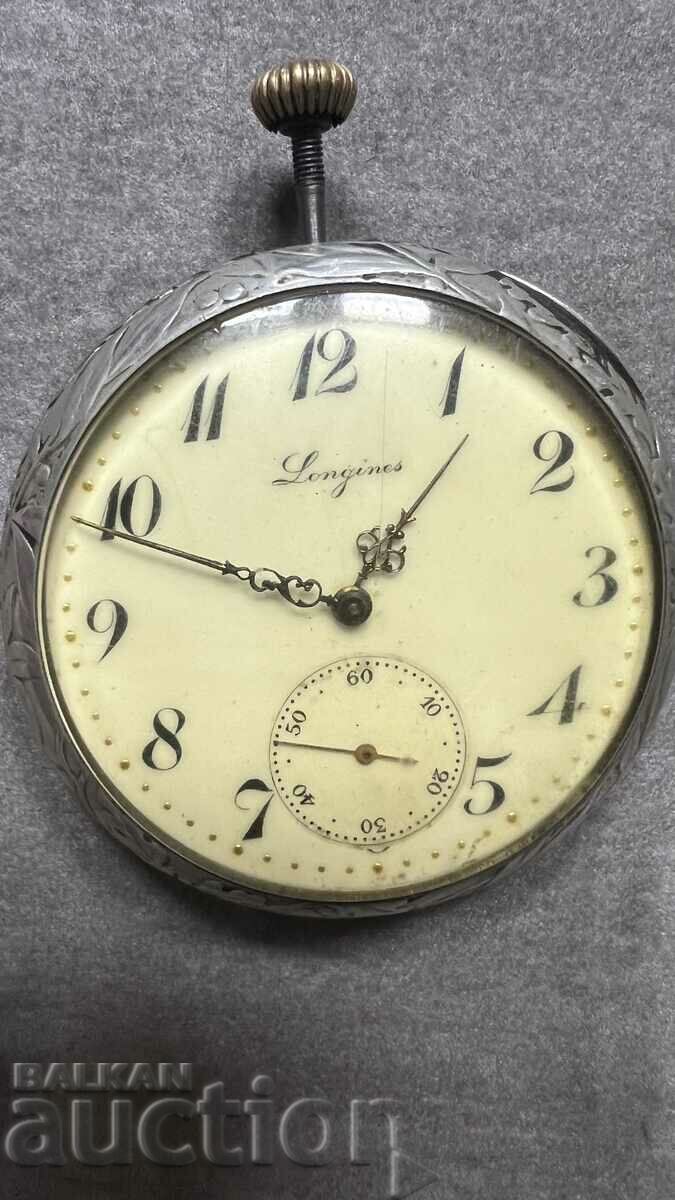 Old pocket watch - LONGINES with hunting theme