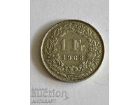 ασημένιο νόμισμα 1 φράγκου ασήμι Ελβετία 1963 εξαιρετικό