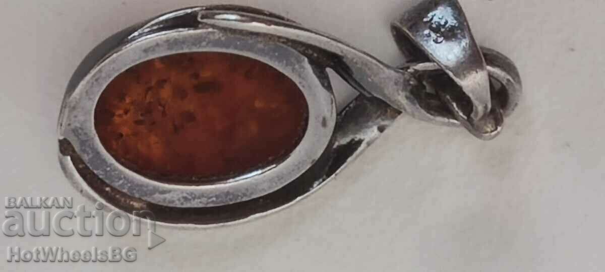 Auction Silver pendant with amber - Silver Sterling 925 Auction Silver pendant with amber - Silver Sterling 925