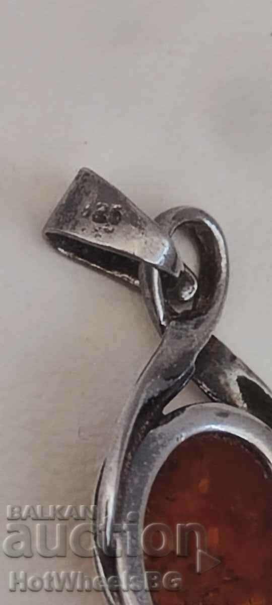 Silver pendant with amber - Silver Sterling 925 - 5 Silver pendant with amber - Silver Sterling 925 - 5
