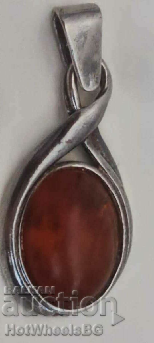 Silver pendant with amber - Silver Sterling 925