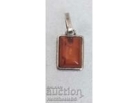 Silver pendant with amber - Silver Sterling 925