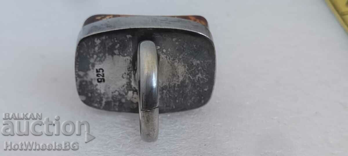 Auction Silver ring with amber - Silver Sterling 925 Auction Silver ring with amber - Silver Sterling 925