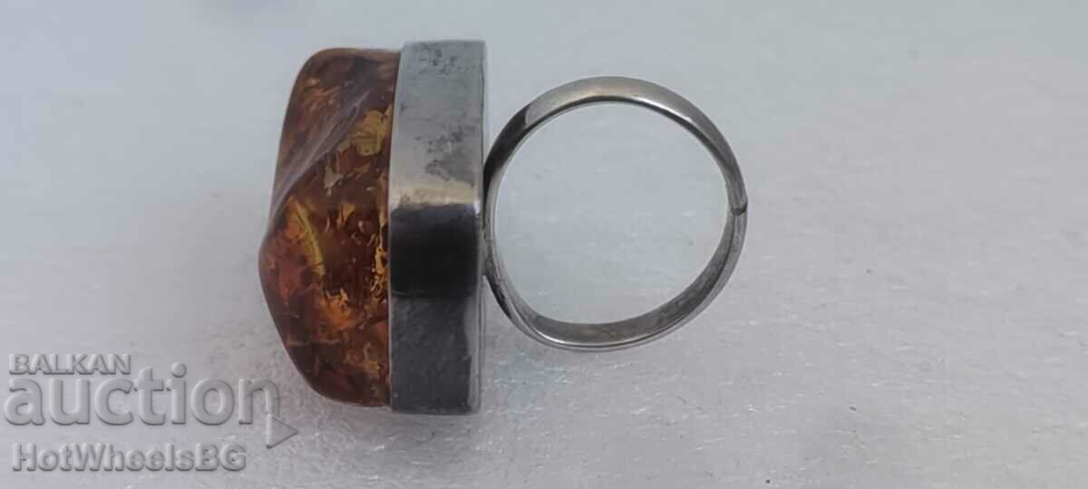 Silver ring with amber - Silver Sterling 925 - 5 Silver ring with amber - Silver Sterling 925 - 5