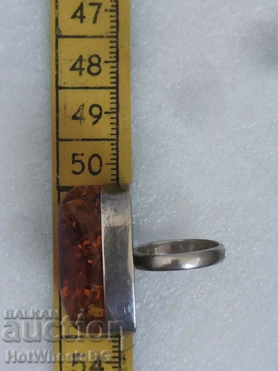 Silver ring with amber - Silver Sterling 925 - 6 Silver ring with amber - Silver Sterling 925 - 6
