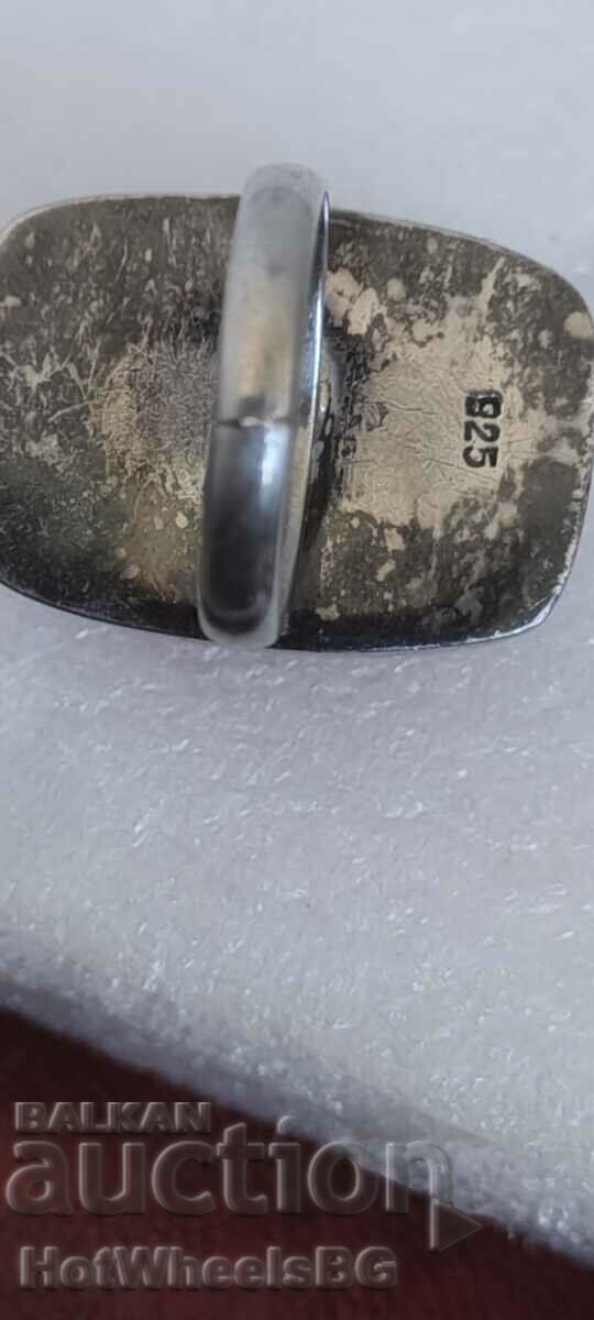 Silver ring with amber - Silver Sterling 925 - 7 Silver ring with amber - Silver Sterling 925 - 7