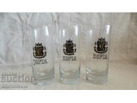 Thin glass water glasses with the coat of arms of Sofia