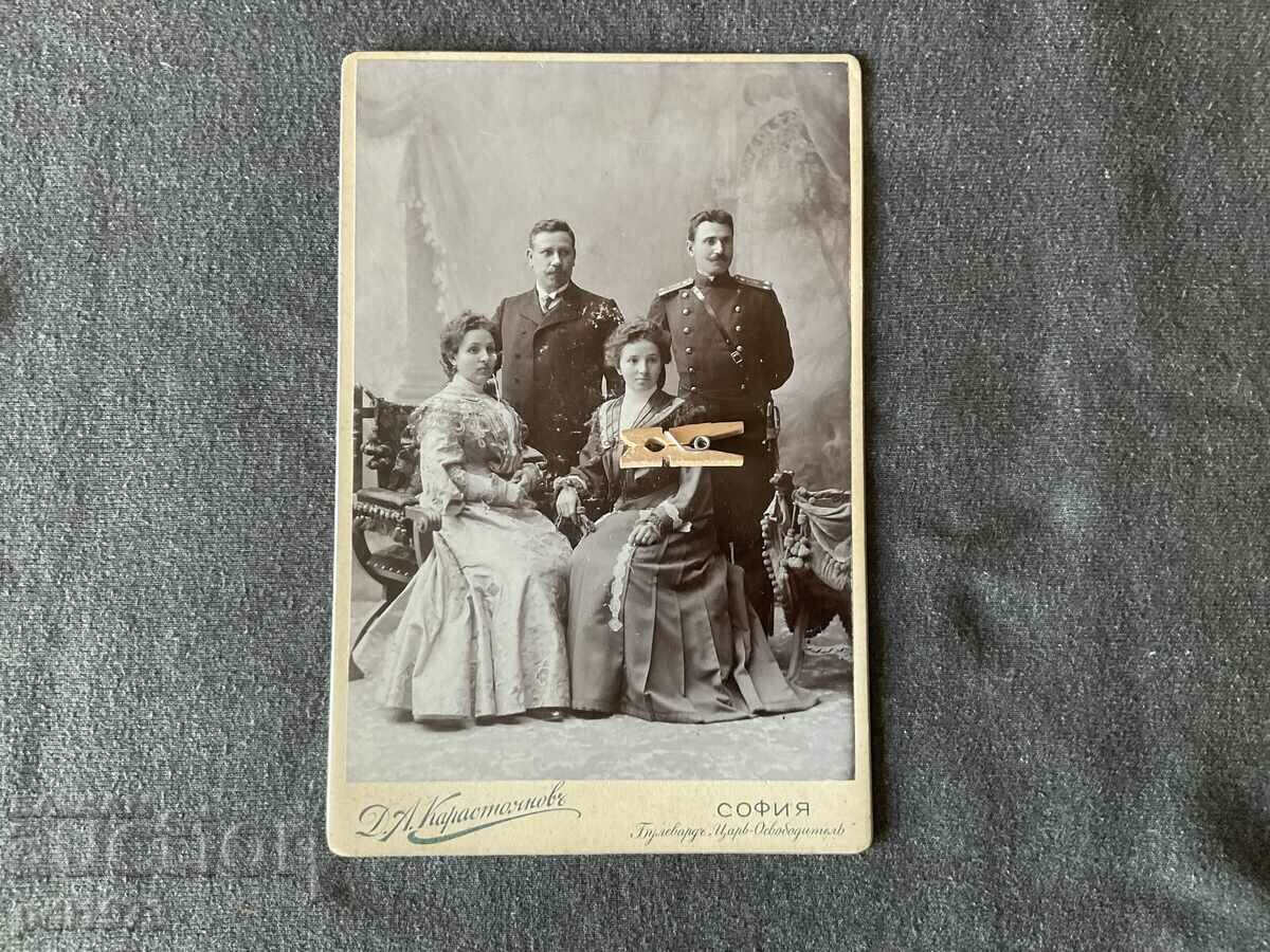 Παλιό φωτογραφικό χαρτόνι DA Karastoyanov 1900 Αξιωματικός σπαθός