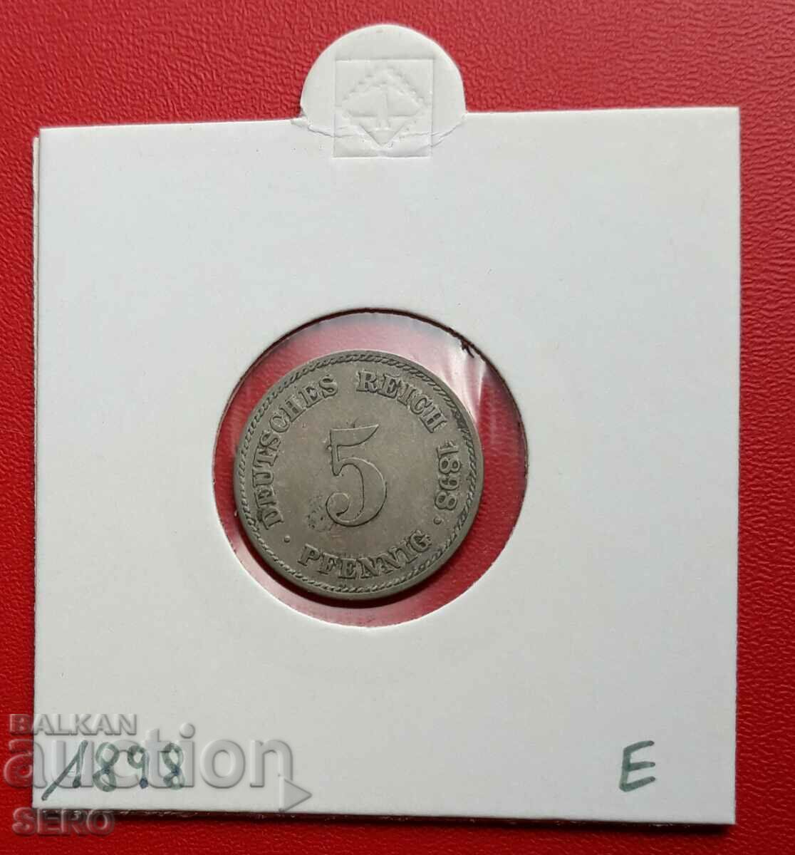 Germany-5 pfennig 1898 E-Muldenhüten