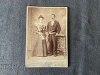 Стара снимка картон Д. Михайлидис знатна двойка 1890