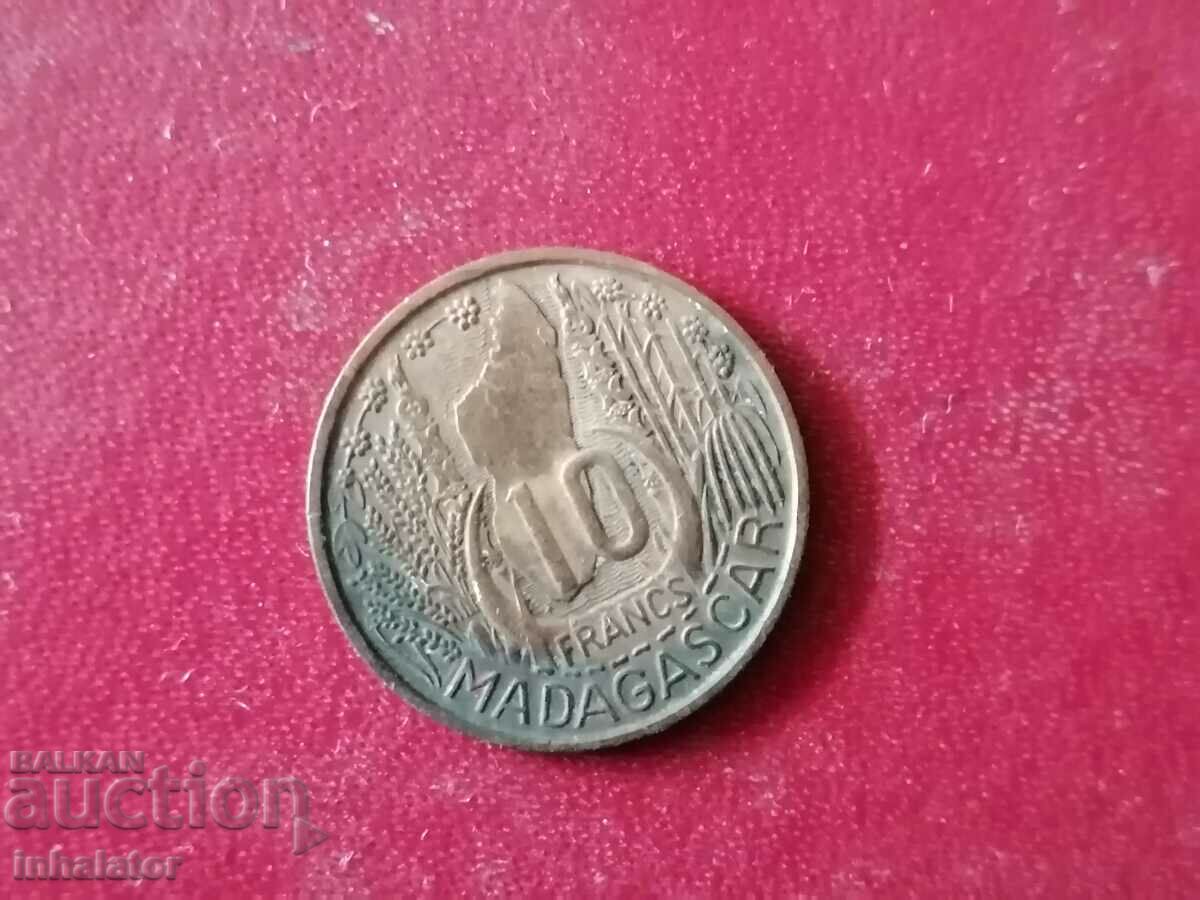 Madagascar 10 franci 1953