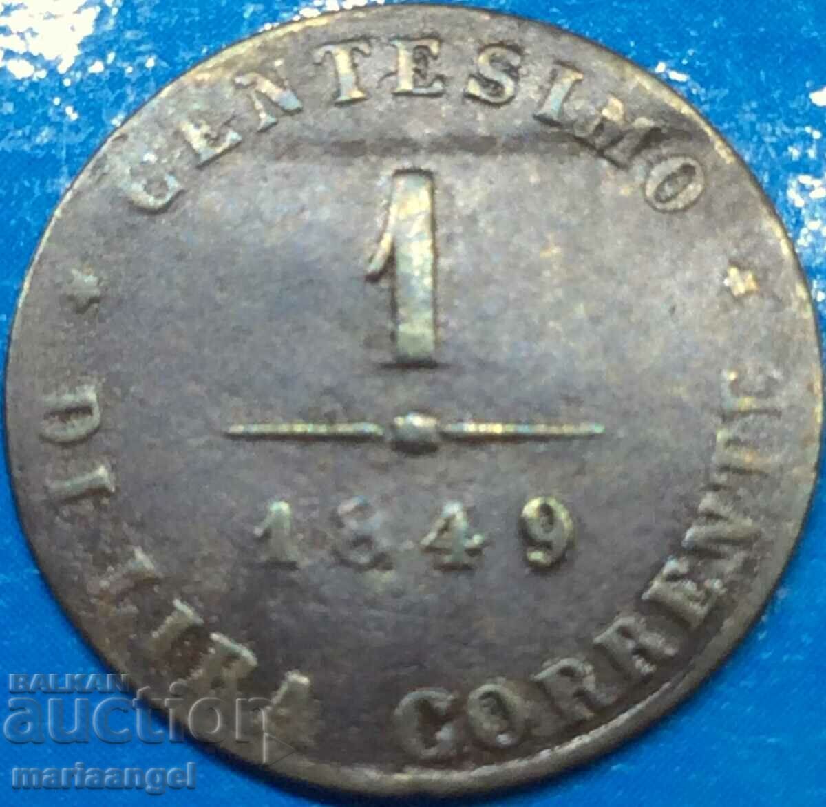 1 centesimo 1849 Ιταλία Βενετία - σπάνια ονομασία