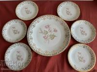 Beautiful set with markings (6 saucers + 1 large plate)