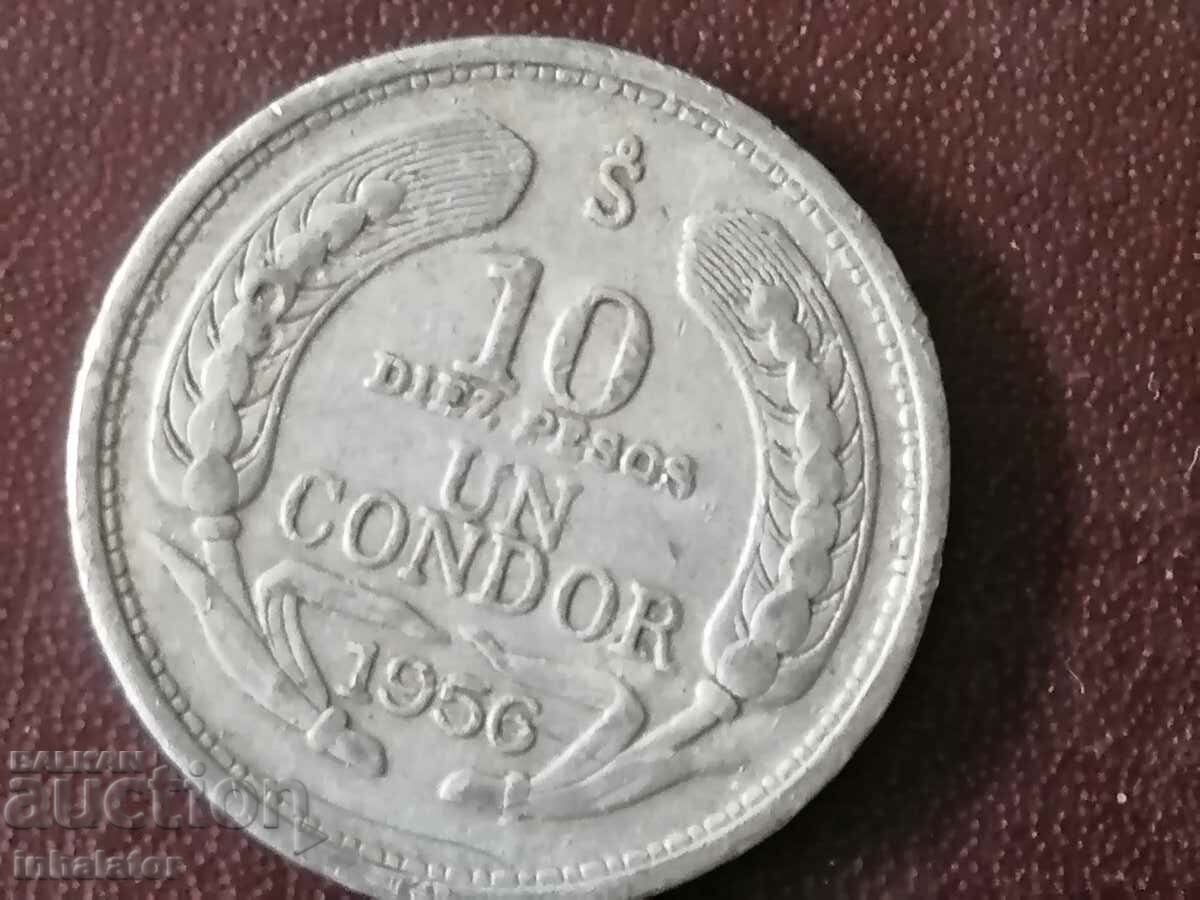 1956 год Чили 1 кондор 10 песос Алуминий