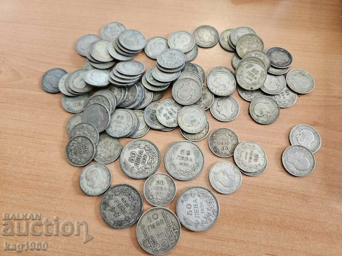 лот сребърни монети царски монети монета сребро 86 броя