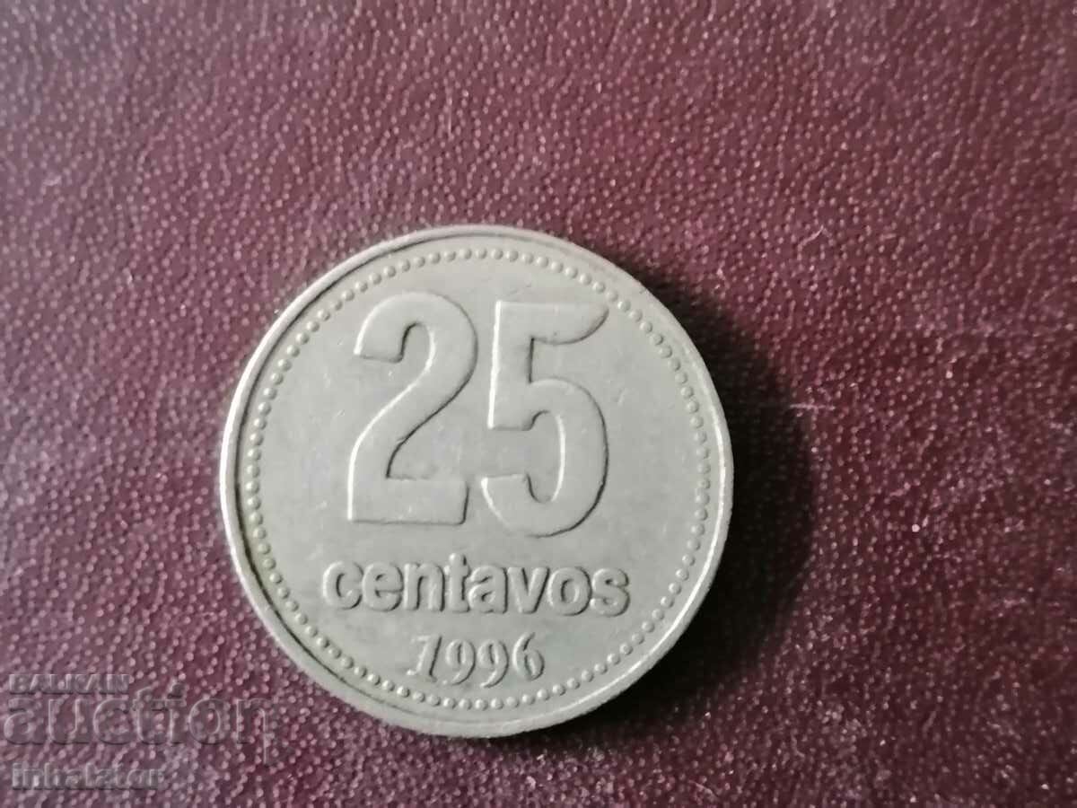 Аржентина 25 центавос 1996 год