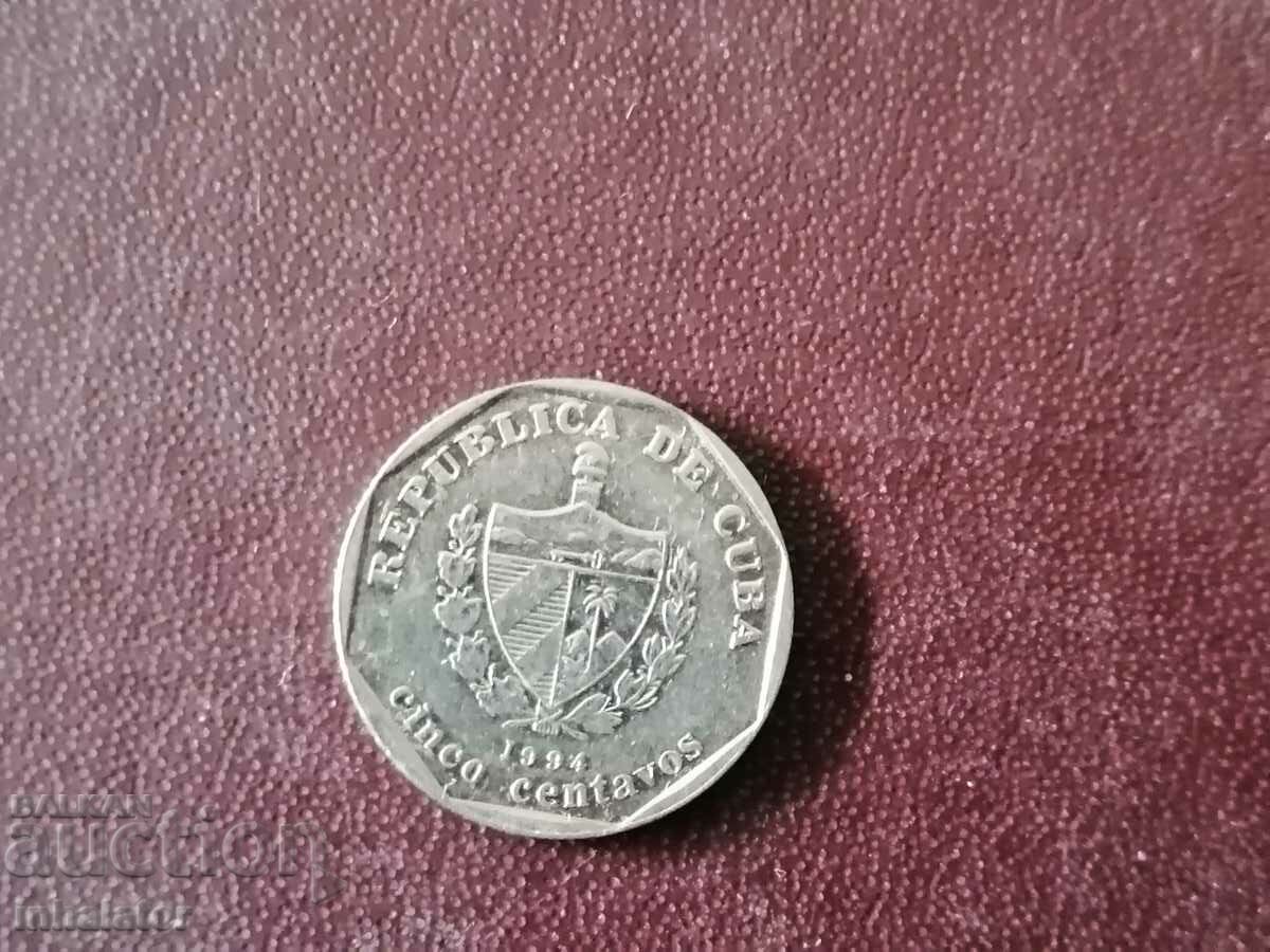 Cuba 5 centavos 1994