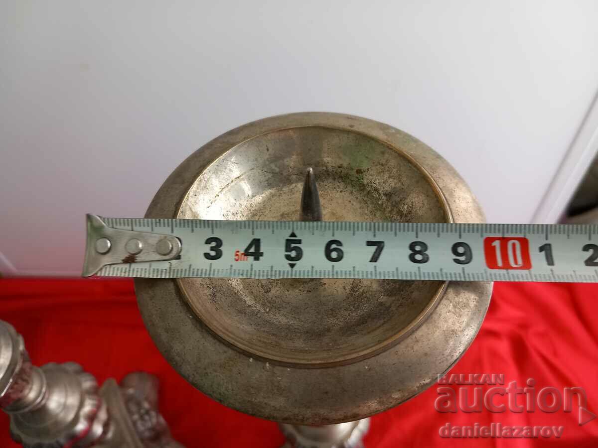 Sfeșnice mari ale BISERICII placate cu argint vechi 2 - 7 Sfeșnice mari ale BISERICII placate cu argint vechi 2 - 7