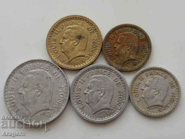 Delivery of lot of 10 different coins Monaco 1943-1956 Delivery of lot of 10 different coins Monaco 1943-1956