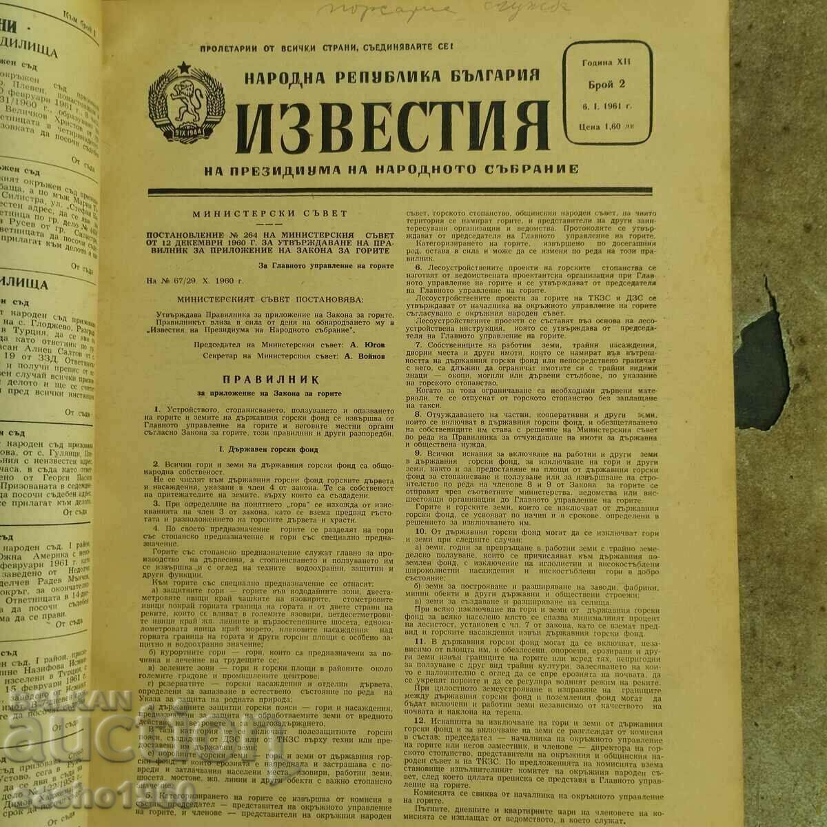 Delivery of Vintage Book Table of Contents and Directory of Presidium Notices