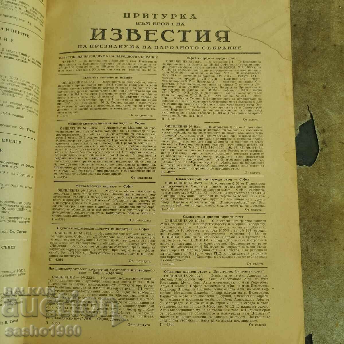 Vintage Book Table of Contents and Directory of Presidium Notices - 5