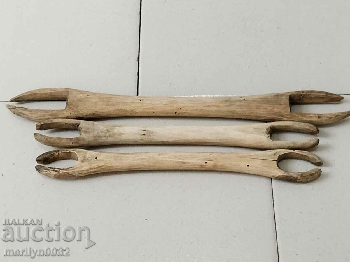 Old elements for a loom made of wood starch wooden, primitive - 5 Old elements for a loom made of wood starch wooden, primitive - 5