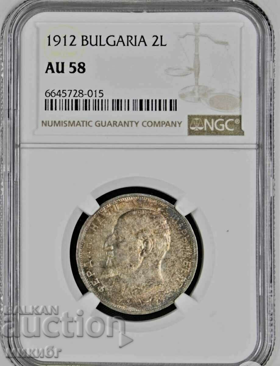 2 BGN 1912 AU58 NGS 2 BGN 1912 AU58 NGS
