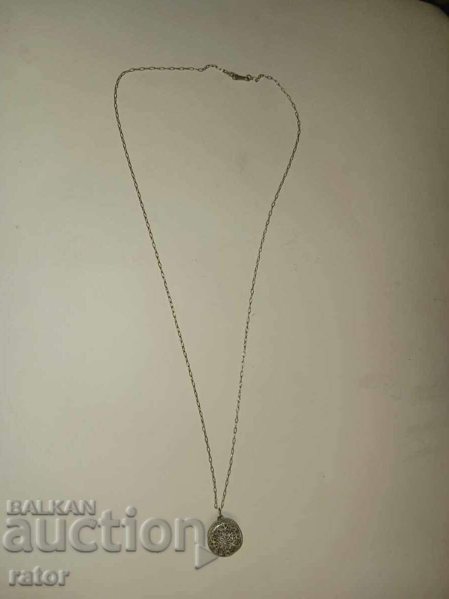 Necklace, medallion, necklace, pendant - SILVER, FILIGREE