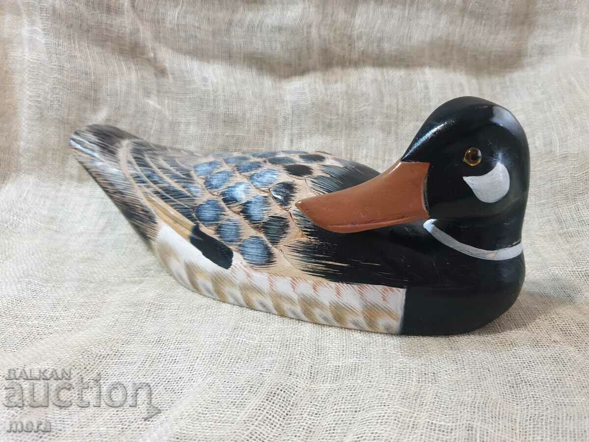 Exquisite wooden duck with glass eyes