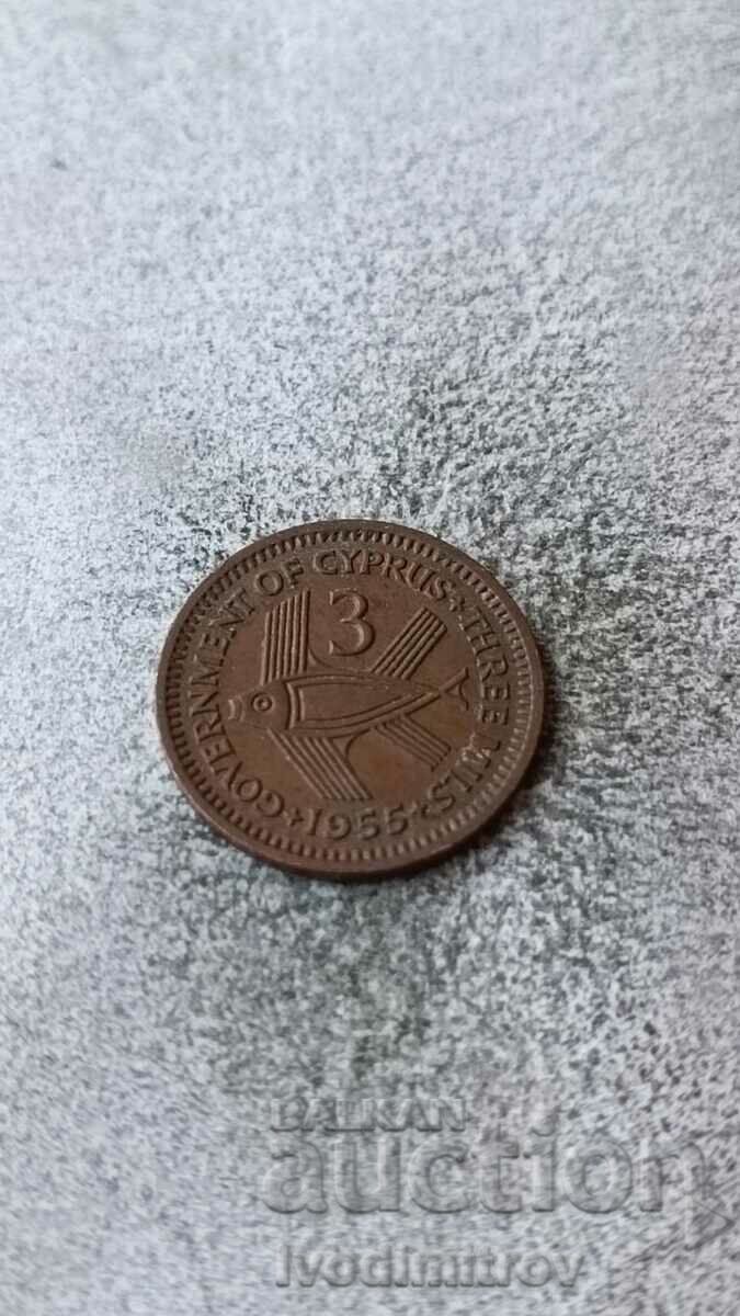Cyprus 3 mil 1955