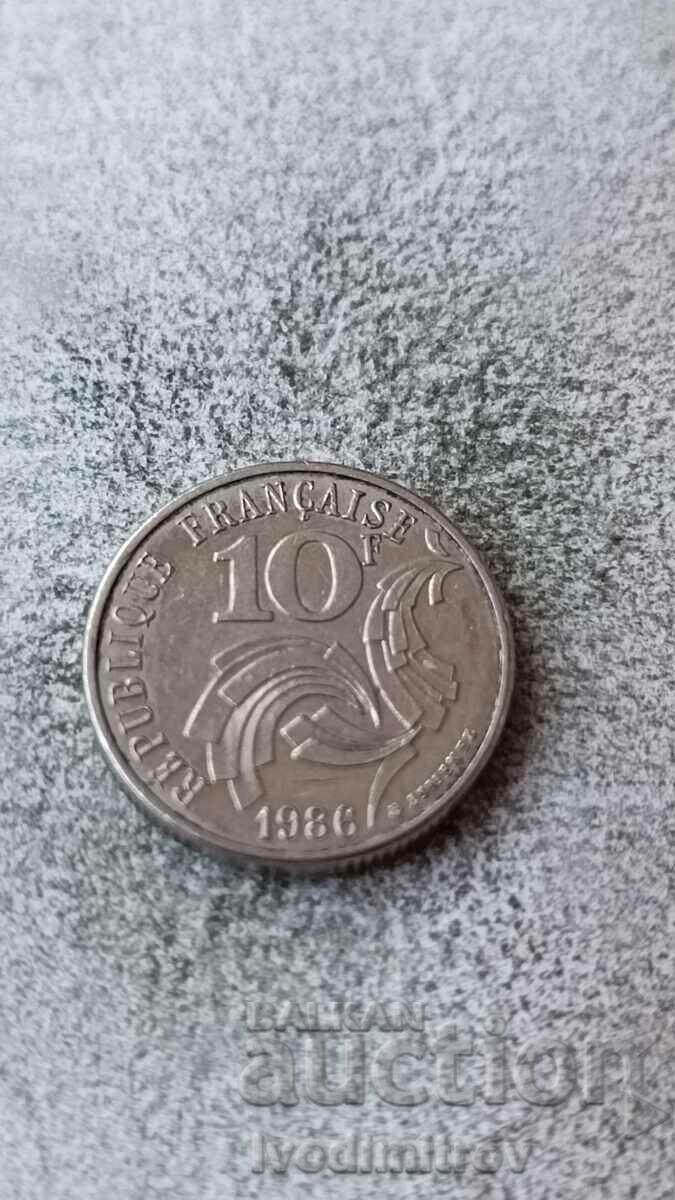 Франция 10 франка 1986 Свобода, Равенство, Братство